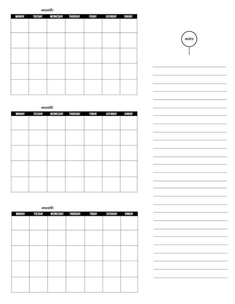 month blank printable calendar  calendar printable