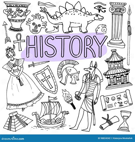 hand drawn doodles  history lessons vector   school