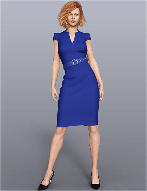 dforce handc belted office dress outfit for genesis 8 female s daz 3d