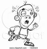 Lineart Monkey Doodled Exhausted Running Illustration Cartoon Royalty Clipart Cory Thoman Vector 2021 sketch template