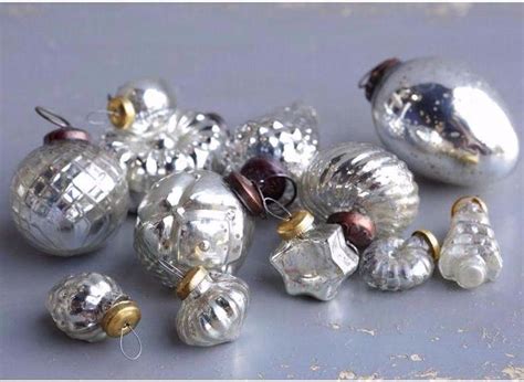 Antique Silver Mercury Glass Ornaments Set