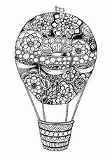 Coloring Pages Adult Air Hot Balloon Digi Stamps Balloons Mandala Colouring Watercolor Cute Drawing sketch template