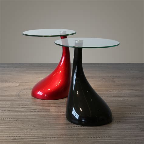 Teardrop Side Table Red Color With 18 Round Glass Top Buy Furniture