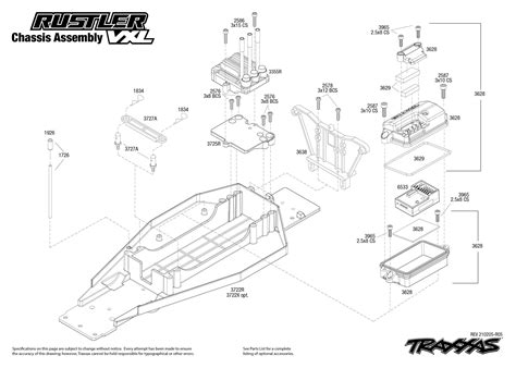 rustler vxl   chassis assembly exploded view traxxas