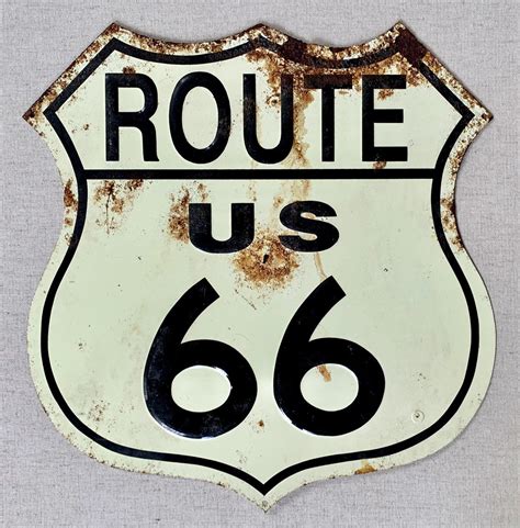 rustic route  sign vintage americana metal black white rusty home decor wall hanging historic
