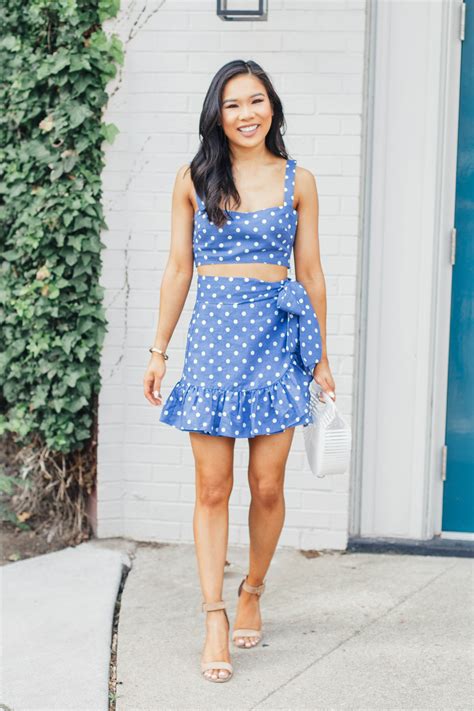 summer style polka dot two piece set color and chic