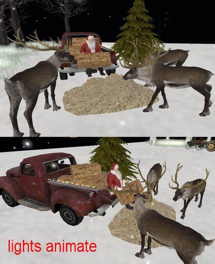 Second Life Marketplace Aa Country Santa Feeding Reindeer Truck