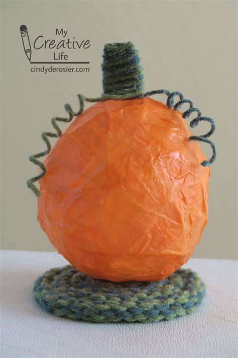 cindy derosier  creative life tissue paper yarn pumpkin