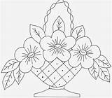 Bordar Basket Outubro Ateliê Patchmania Flower Risco sketch template