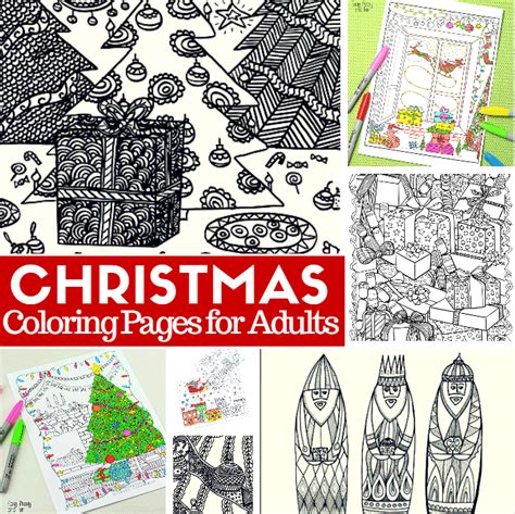 printable christmas coloring pages  adults easy peasy  fun