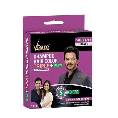 Buy Vcare Shampoo Hair Colour Triple Plus Black 15ml Health And Glow