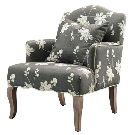 linon home decor gray floral polyester arm chair gryu