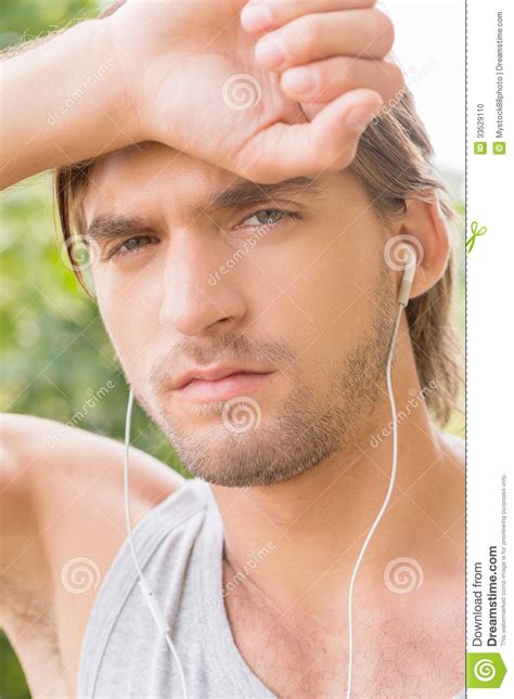tired man stock photo image  outdoors adult