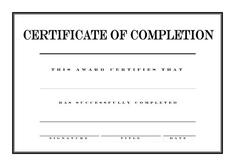 certificate  completion templates  allbusinesstemplatescom