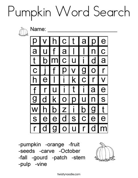 pumpkin word search coloring page twisty noodle
