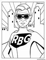Coloring Ginsburg Bader Rbg Ruth Pages Printable sketch template