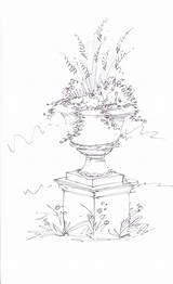 Drawing Landscape Moll Dunn Pedestal Urn Garden Heather sketch template