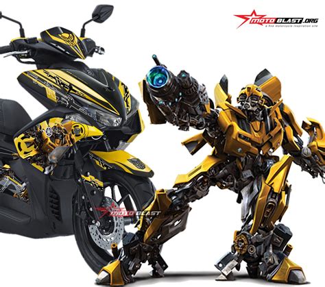 modifikasi striping yamaha aerox yellow transformer motoblast
