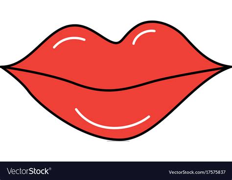red lips of woman makeup lipstick cartoon vector image
