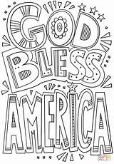 Coloring Bless Pages God America Doodle July 4th Printable Independence Christian Color Print American Flag Religious Supercoloring sketch template