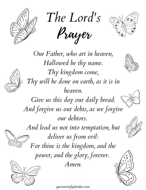 pray  lords prayer  power  printables