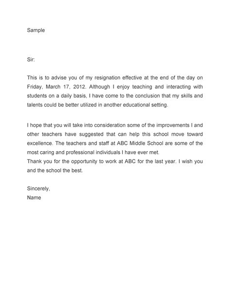 resignation letter  teacher job peatix