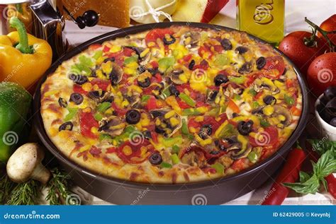 pepperoni mushroom pizza stock image image  olive