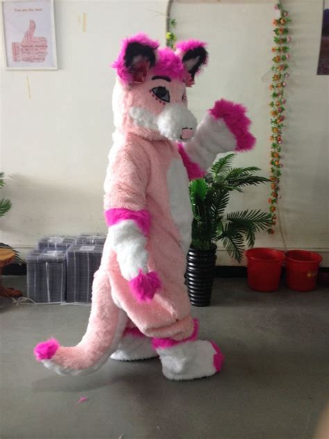 customized pink fursuit husky wolf fox mascot costume