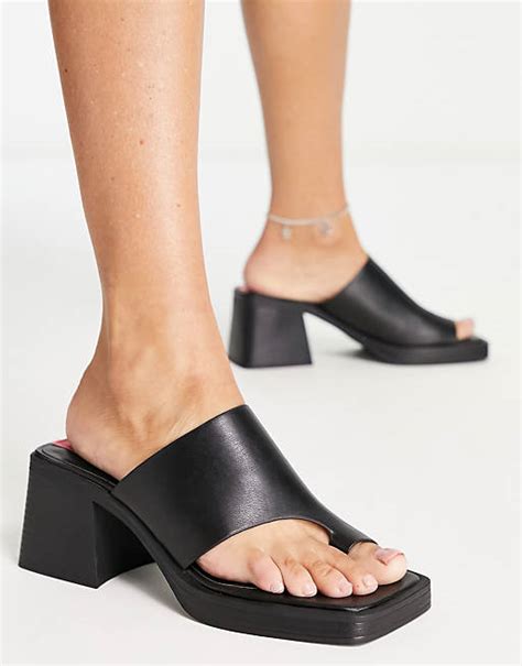 bershka sandalen met plateauzool en hak  zwart asos