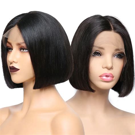 bob lace front human hair wigs  baby hair pre plucked brazilian remy hair full  straight