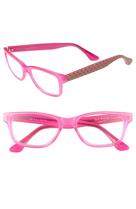 isaac mizrahi new york 50mm rectangular reading glasses in pink neon