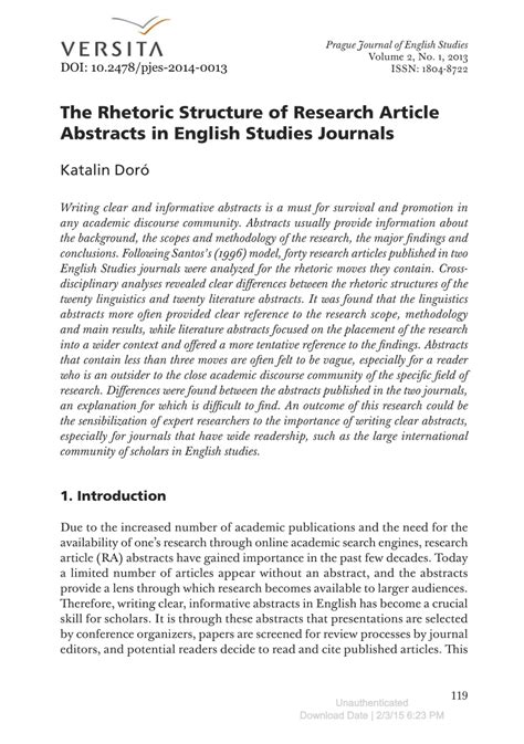 rhetoric structure  research article abstracts  english
