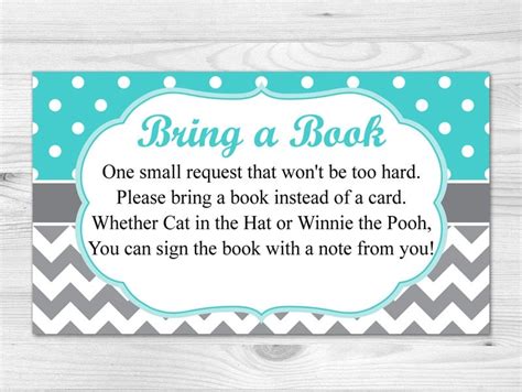 bring  book card printable baby shower insert card