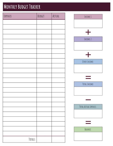 printable budget templates   blank budget worksheets forms