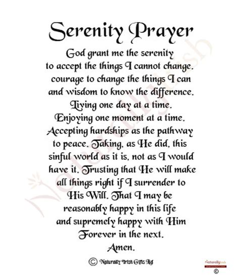 naturally irish serenity prayer full  verse frame
