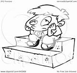 Bored Sitting Boy Steps Clip Outline Cartoon Royalty Illustration Rf Toonaday Ron Leishman Clipart sketch template