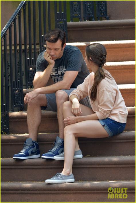 jason sudeikis and alison brie look tired after filming movie scene for