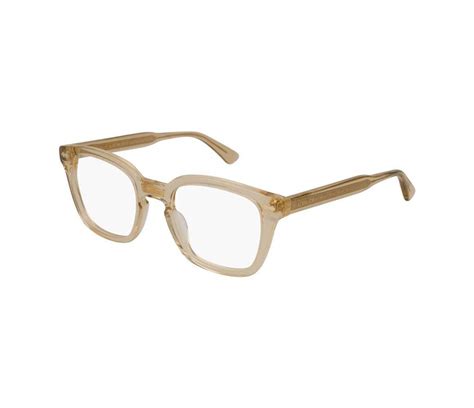 Gucci Clear Acetate And Gold Metal Gg0184o 004 Square Optical Glasses