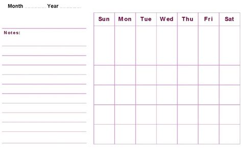 blank mon fri monthly  calendar printable