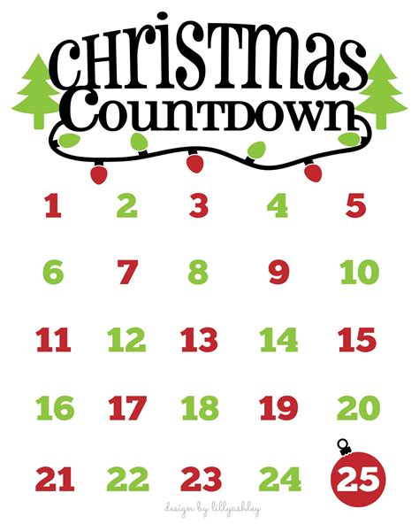lilly ashley christmas countdown  printable   svg