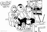 Tv Coloring Pages Family Guy Watching Printable Drawing Contour Worksheet Color Kids Lines Getdrawings Getcolorings Template House sketch template