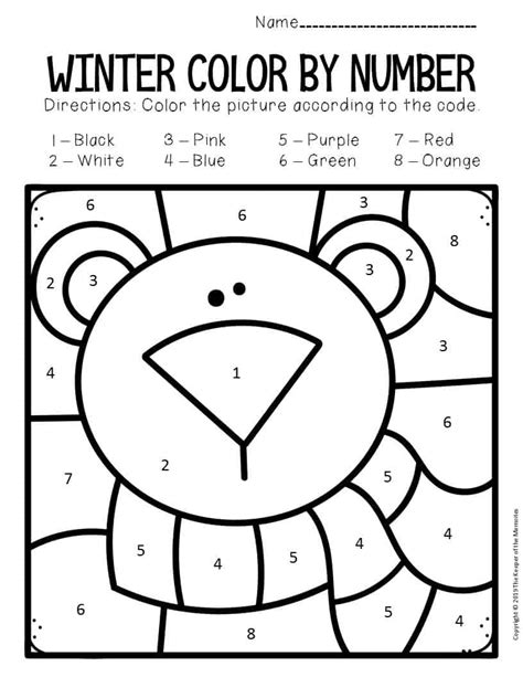 color  number winter preschool worksheets