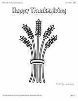 Thanksgiving Coloring Sheaf Wheat Bigactivities Large Happy sketch template