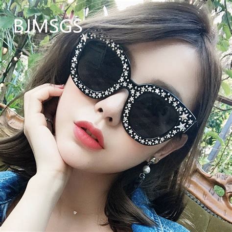 Cat Eye Sunglasses Women Oversized Rhinestone Frame Bling Diamond Brand
