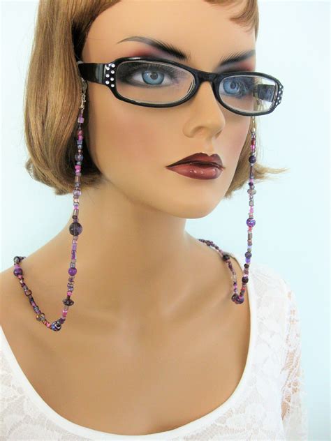 Purple Beaded Eyeglass Chain Glasses Holder Glasses Chains For Etsy Uk