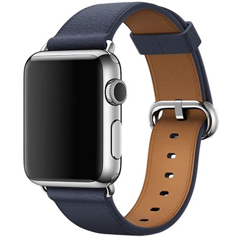 classic button leather wrist strap  band  apple  series    mm midnight