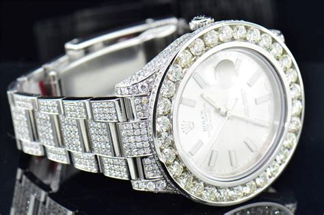 Mens New Rolex Date Just Ii 2 Iced Out Flooded With Genuine Diamonds 46