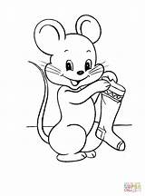 Mouse Christmas Coloring Pages Stocking Little Printable Supercoloring Kids Color sketch template