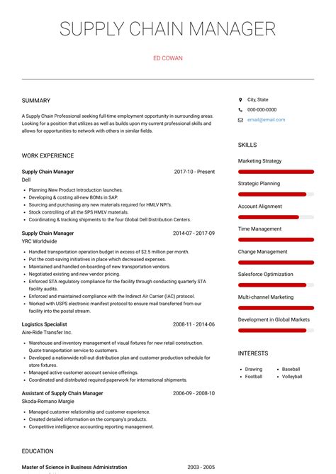supply chain manager resume samples  templates visualcv