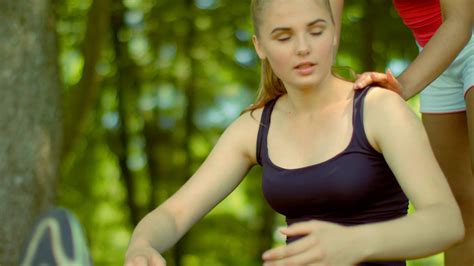 woman stretching outdoor morning warm up stock footage sbv 308966867